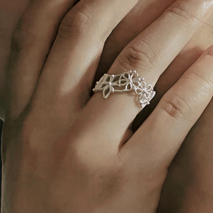 Floral Lace Silver Ring