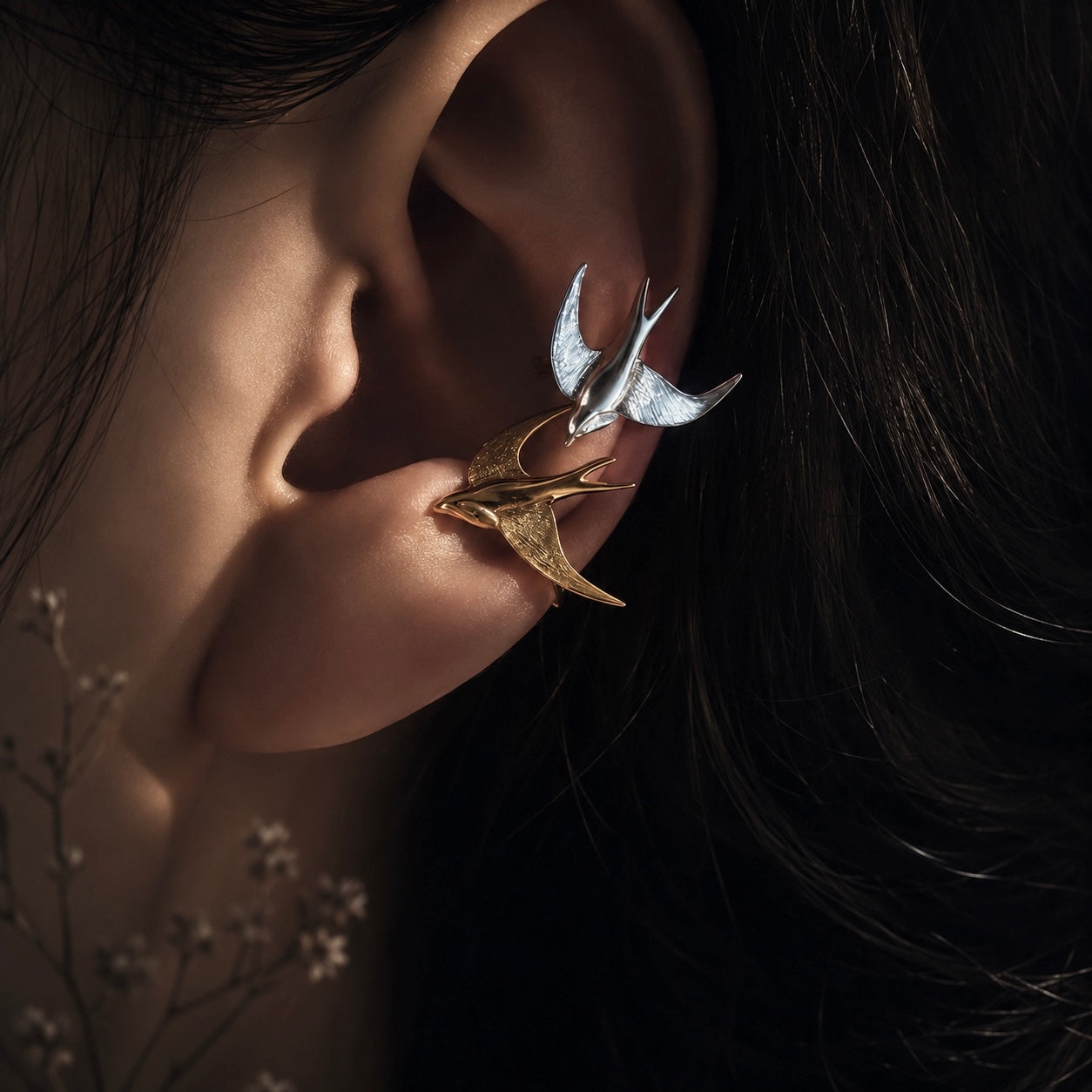 Soaring Swallow Ear Cuffs