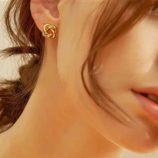 Eternal Knot Stud Earrings – Minimalist Elegance, Timeless Charm