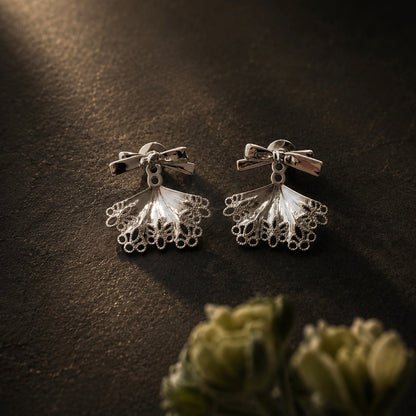 Ribbon Lace Skirt Earrings (2-in-1 Style)