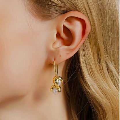 Petal Pearl Earrings - Gold & Silver