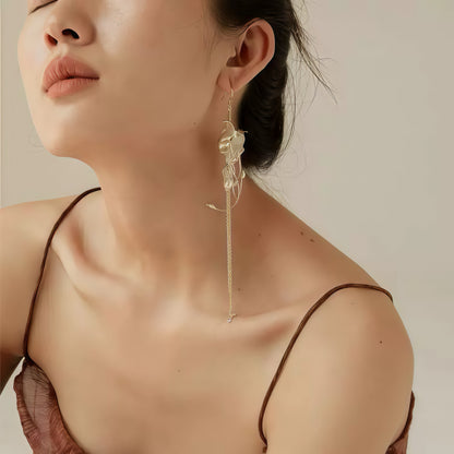 Sculptural Lily Pearl Drop Earrings