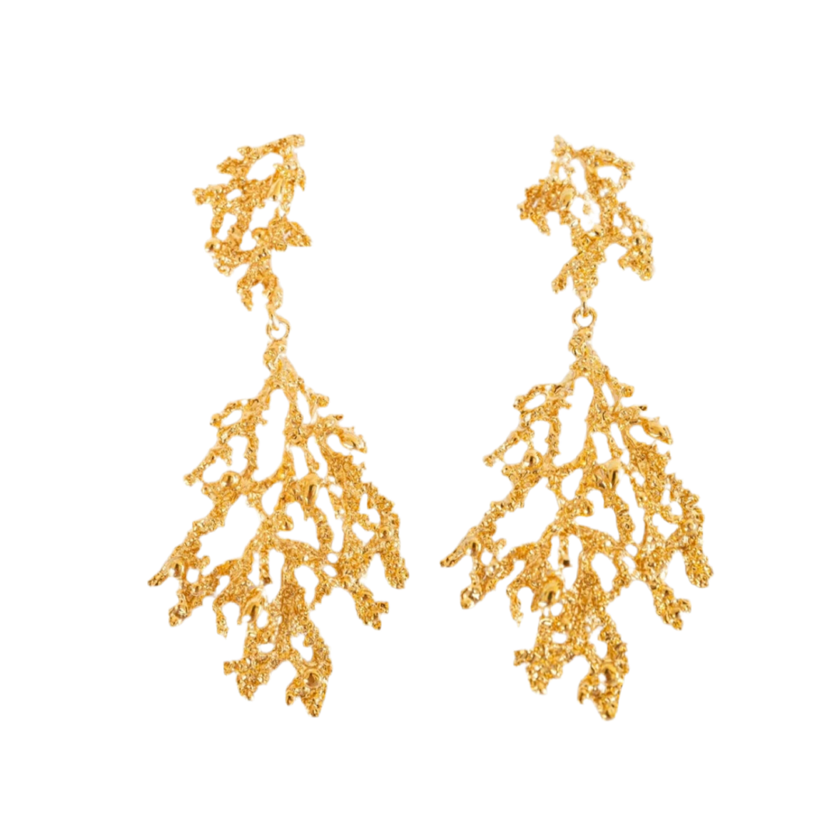 Gold Coral Statement Earrings – Bold, Lightweight, Nature-Inspired Jewelry