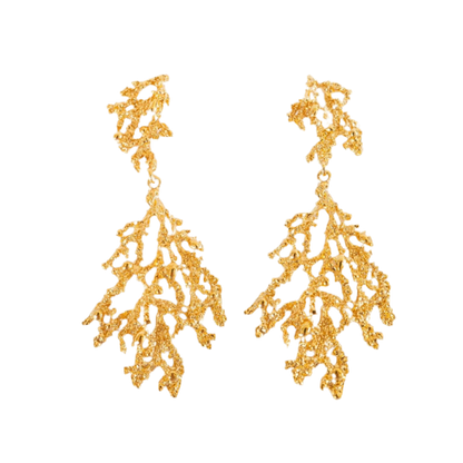 Gold Coral Statement Earrings