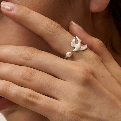 Soaring Dove Pearl Ring