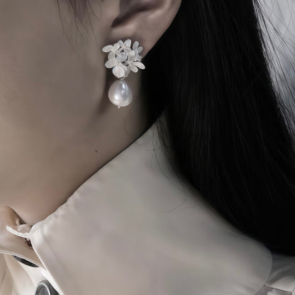 Hydrangea Pearl Drop Earrings
