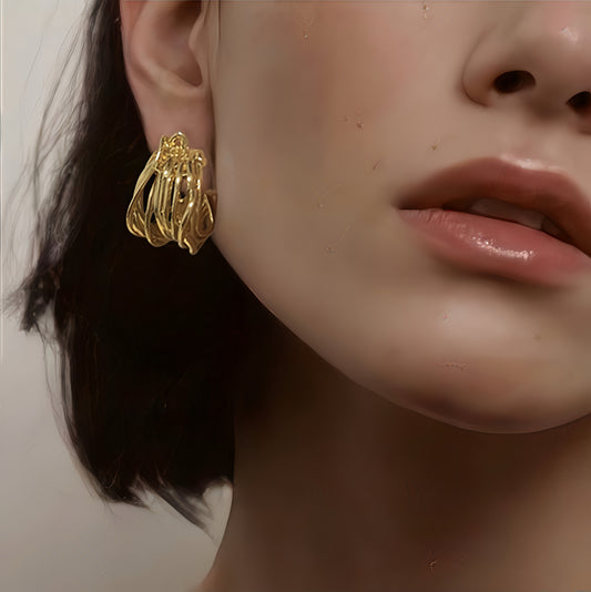 Golden Stumps Earrings – Organic Texture Meets Sculptural Elegance