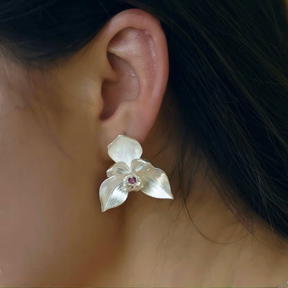 Orchid Bloom Silver Earrings