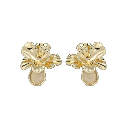 Blooming Gold Flower Stud Earrings