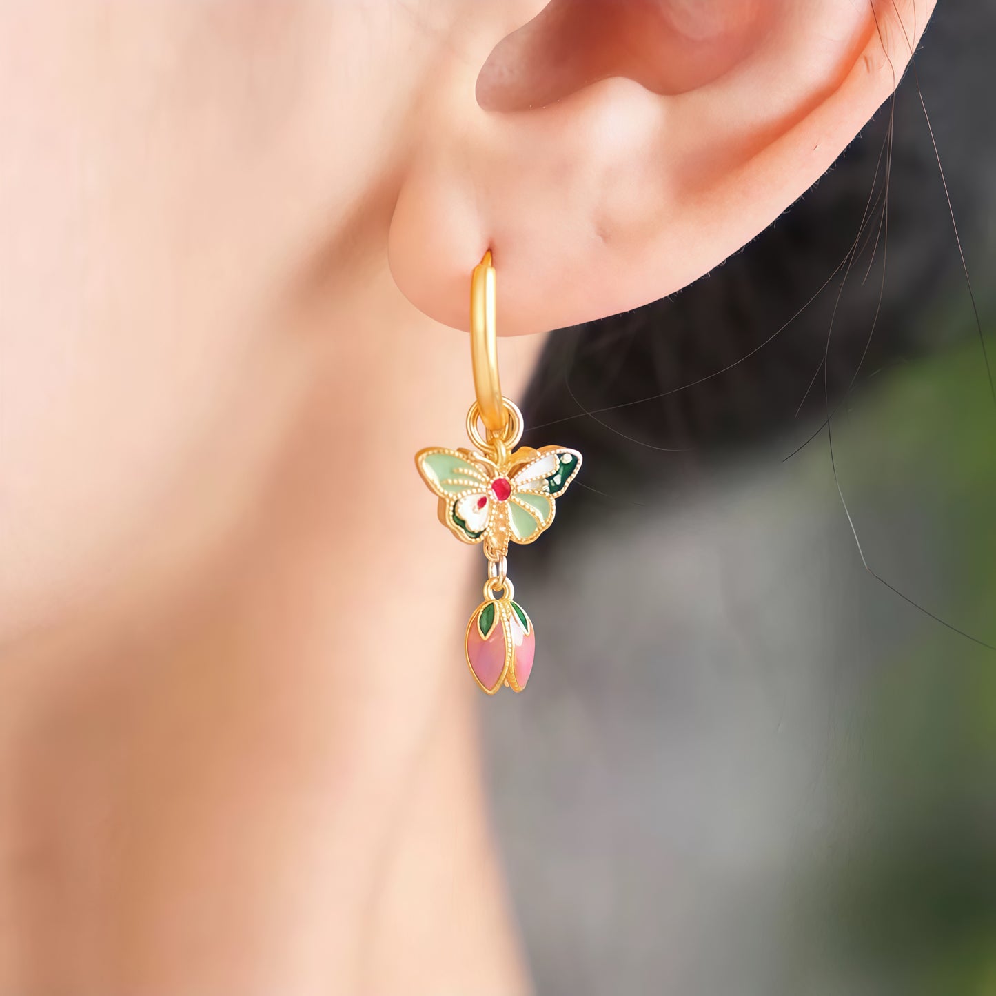 Butterfly & Blossom Convertible Hoop Earrings – 4 Styles in 1