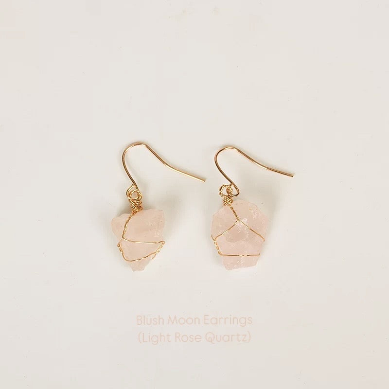Raw Crystal Drop Earrings — Handmade Natural Stone Jewelry