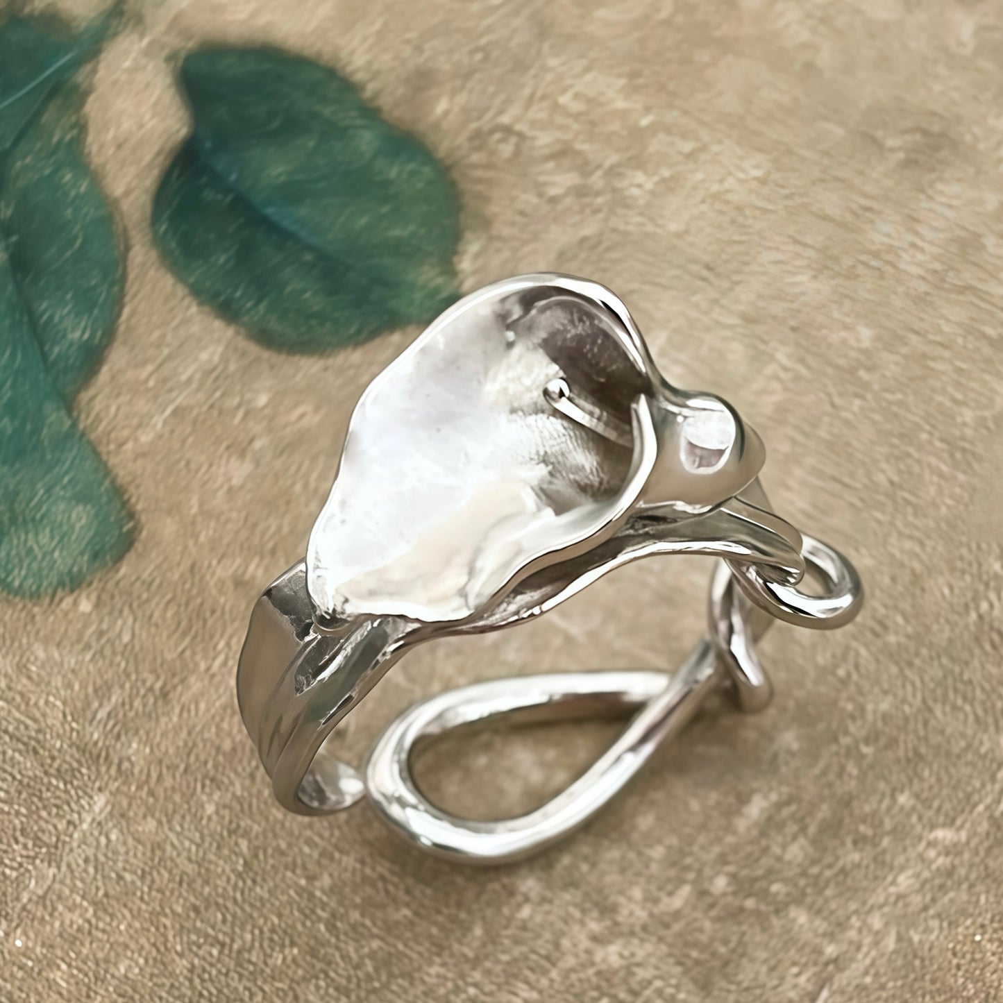 Calla Lily Ear Cuff / Ring – Adjustable Sculptural Silver Jewelry (2 styles in 1)