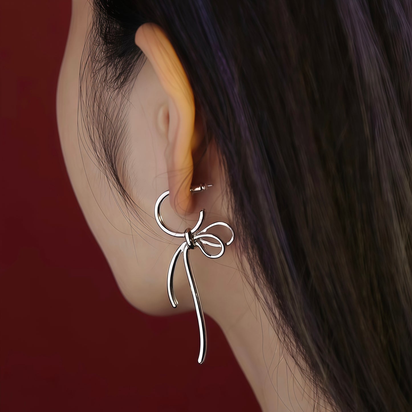 Ribbon Flow Earrings / Ear Cuffs (2-in-1 Style)