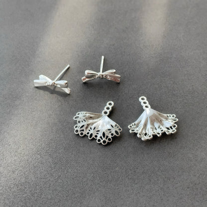Ribbon Lace Skirt Earrings (2-in-1 Style)