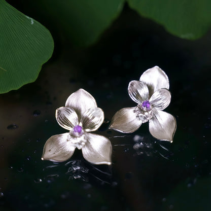 Orchid Bloom Silver Earrings