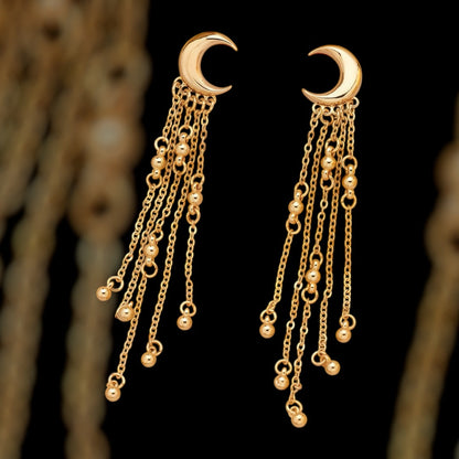 Crescent Moon Chain Earrings