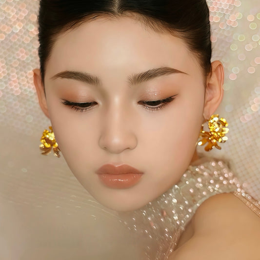 Golden Petal Loop Earrings