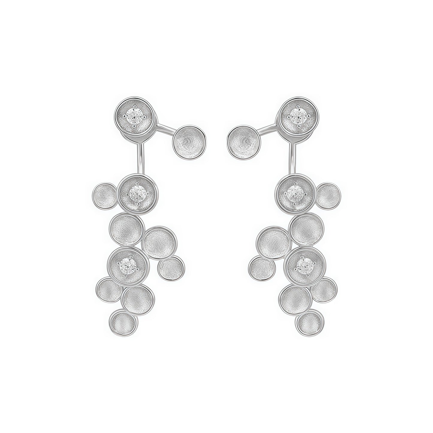 Cluster Drop Earrings – Sculptural Elegance with a Sparkling Twist (2-in-1 Style)