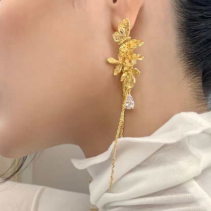 Golden Papillon Convertible Earrings (2-in-1 Style)