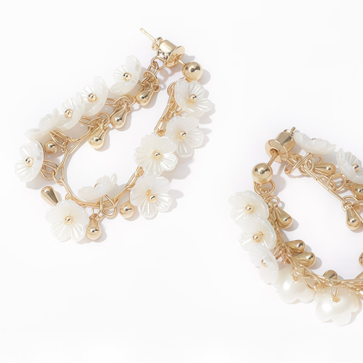 Cherry Blossom Rain Earrings – Convertible Floral Hoops (2-in-1 Style)