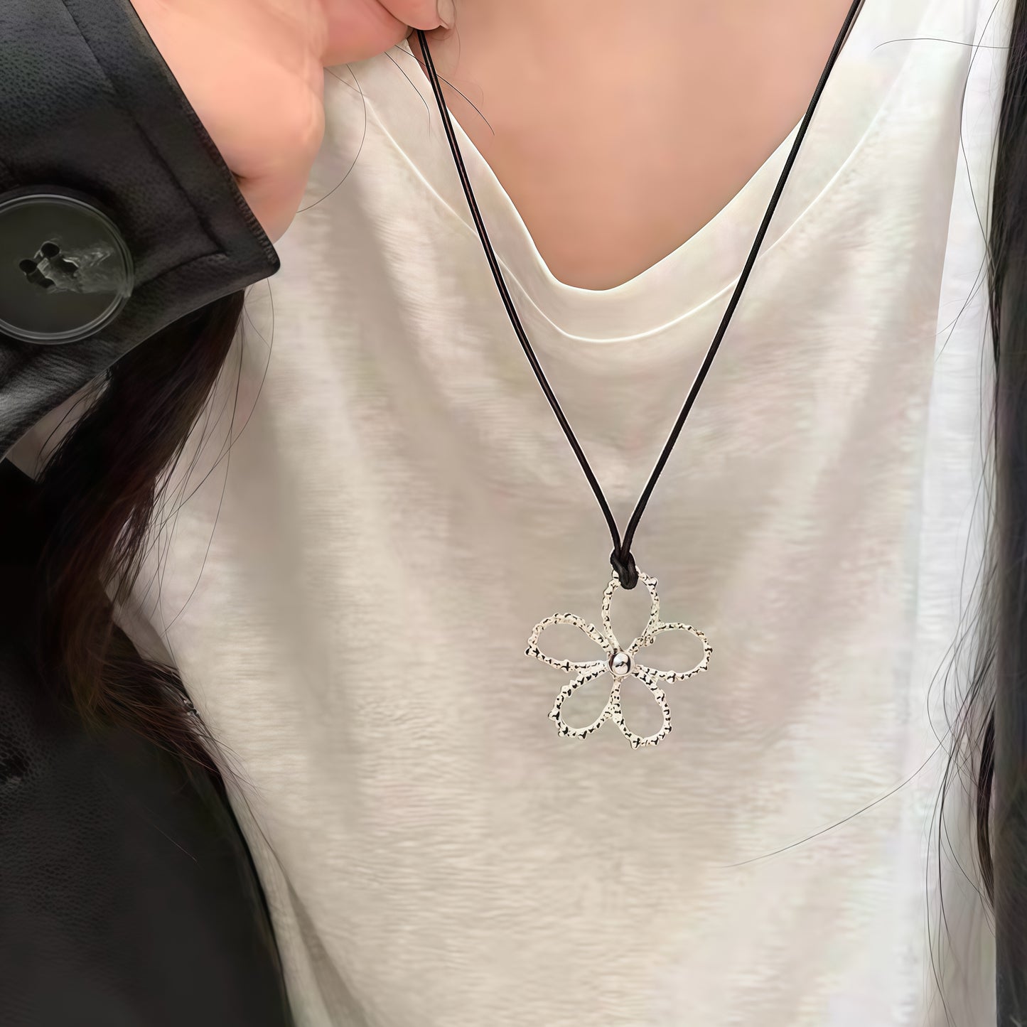 Dewdrop Blossom Silver Pendant Necklace