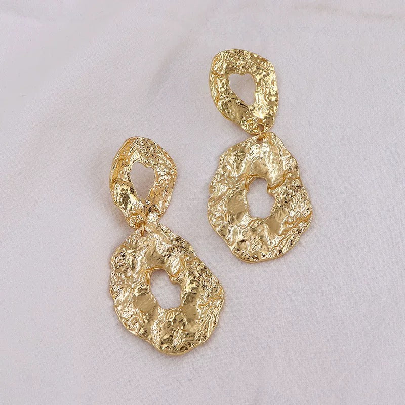 Molten Form Earrings – Sculptural Drops in Liquid Gold or Silver