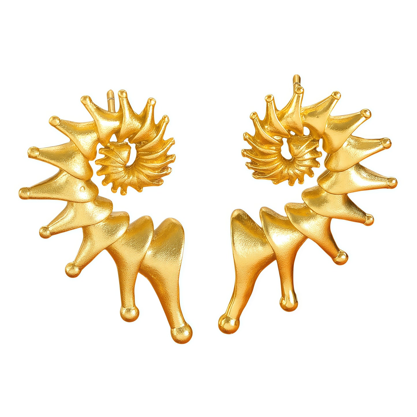 Ocean Spiral Crown Earrings – Modern Sculptural Statement Jewelry