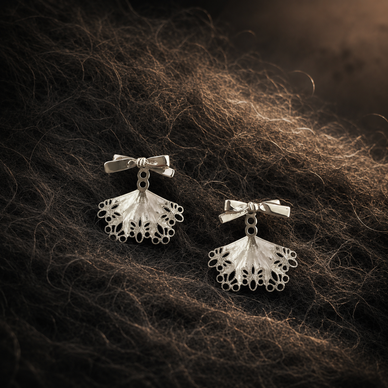 Ribbon Lace Skirt Earrings (2-in-1 Style)