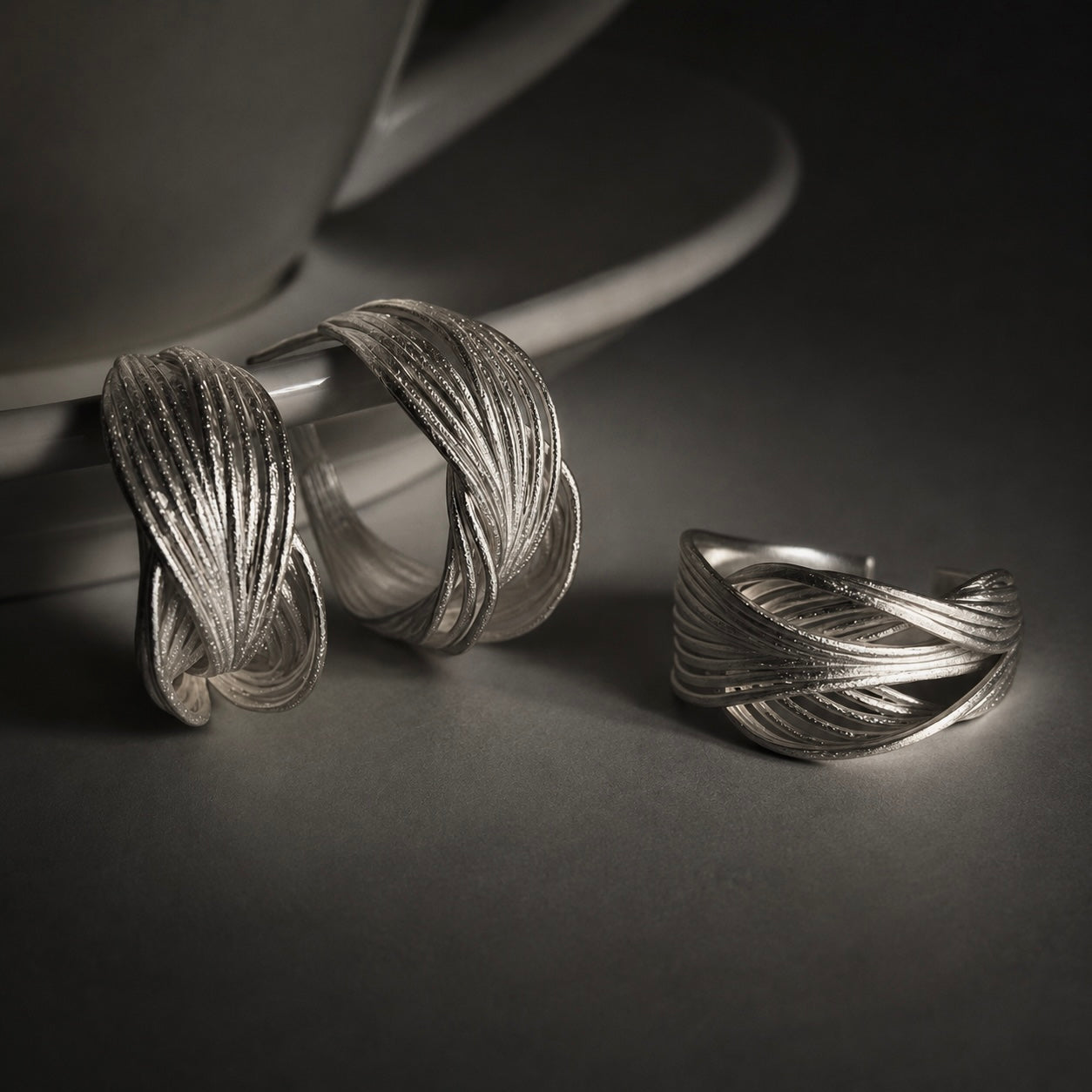 Interwoven Silver Hoop Earrings
