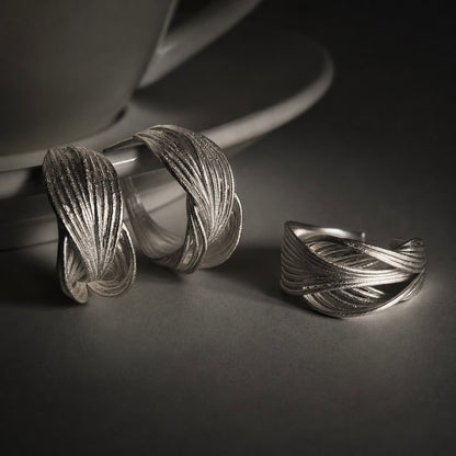 Interwoven Silver Hoop Earrings