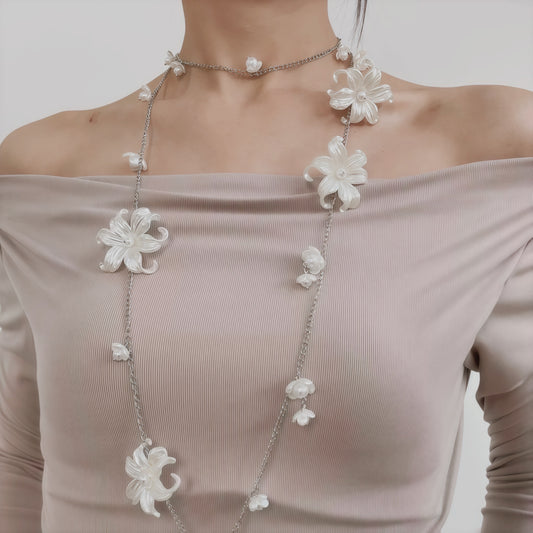 Blooming Pearl Flower Necklace Belt – Multiway Jewelry