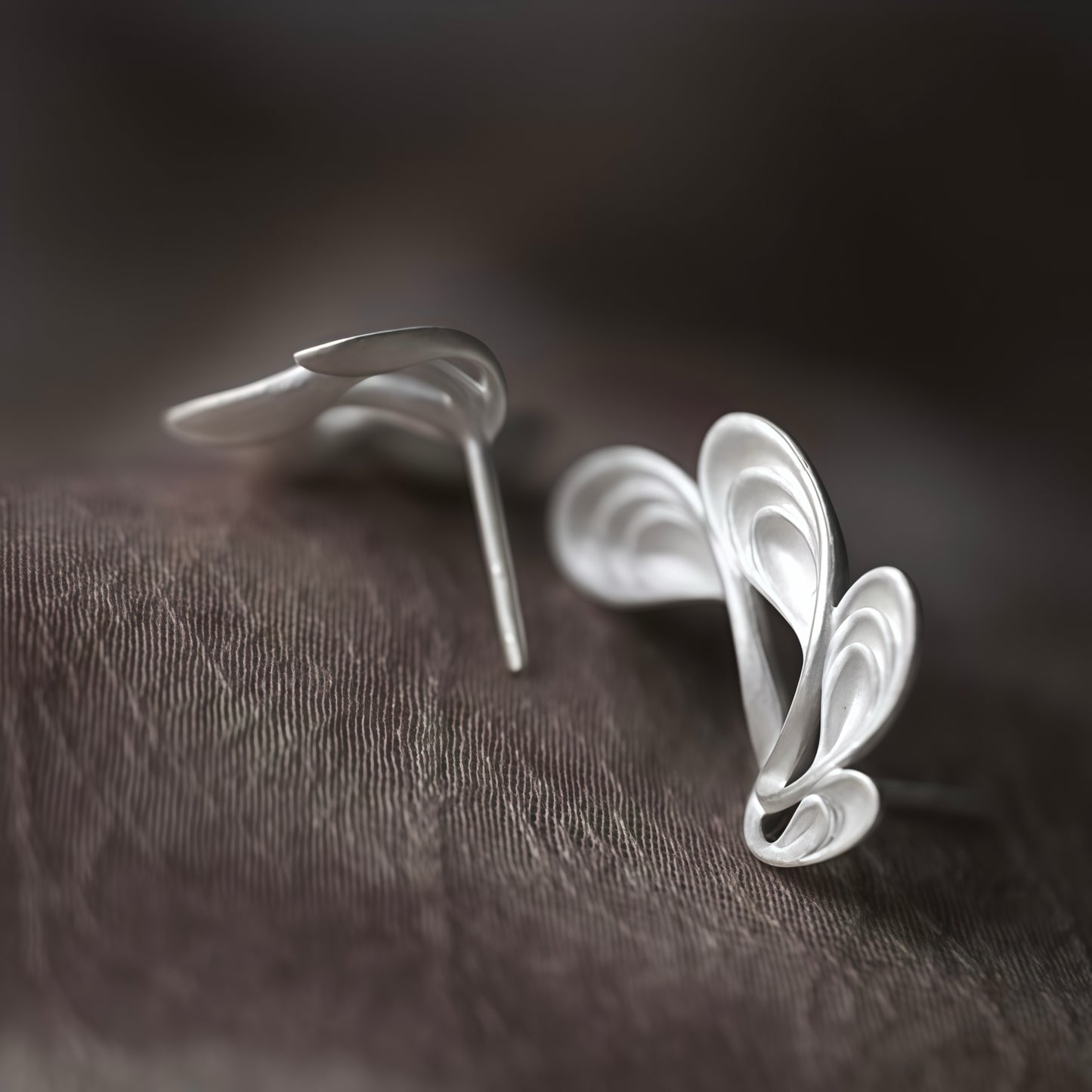 Lunar Flow Sculptural Silver Earrings