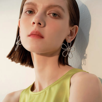 Hand-Formed Floral Wire Earrings
