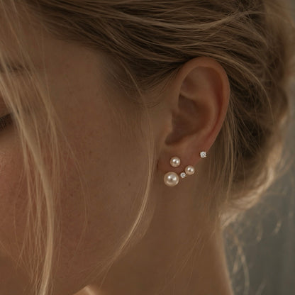 Orbiting Pearl Ear-Climber Earrings (2-in-1 Style)