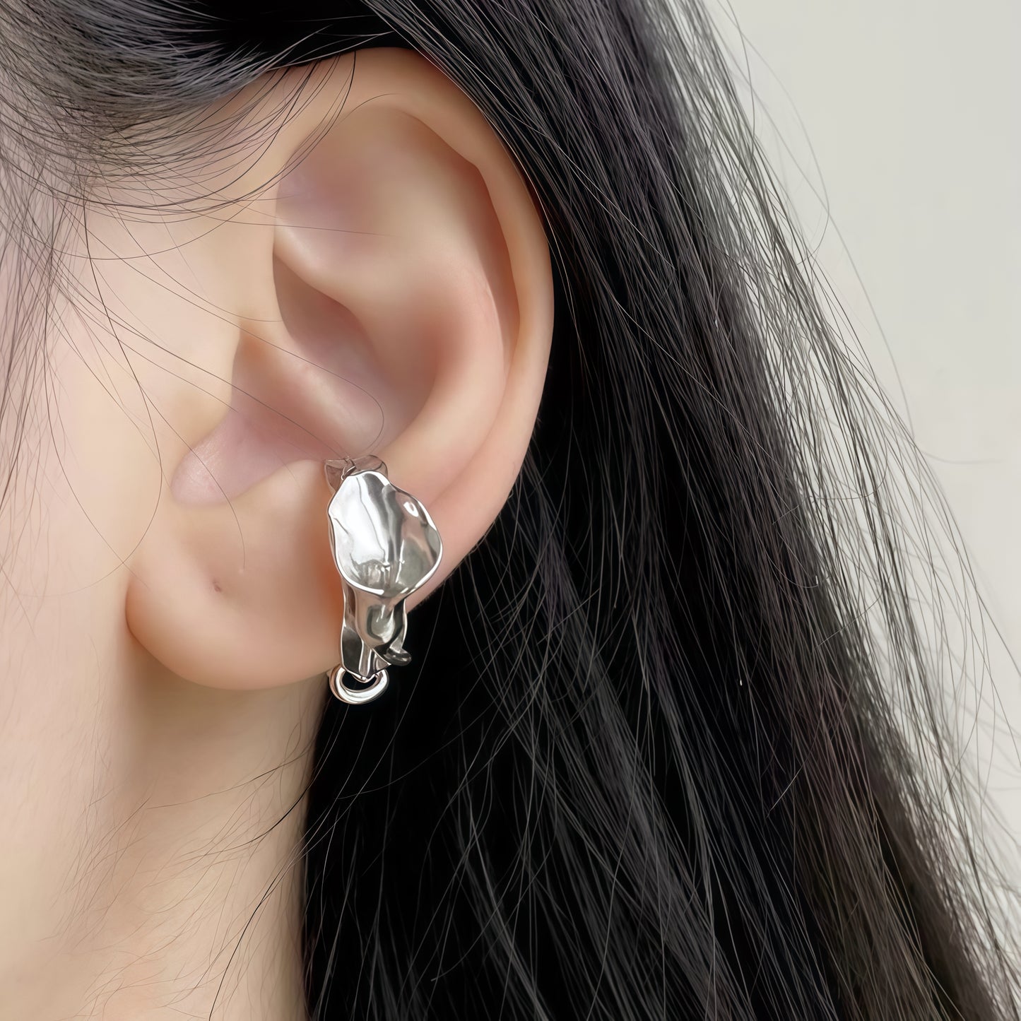 Calla Lily Ear Cuff / Ring – Adjustable Sculptural Silver Jewelry (2 styles in 1)