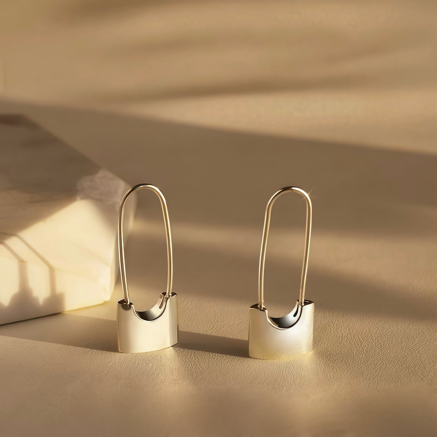 Sculptural Safety-Pin Drop Earrings