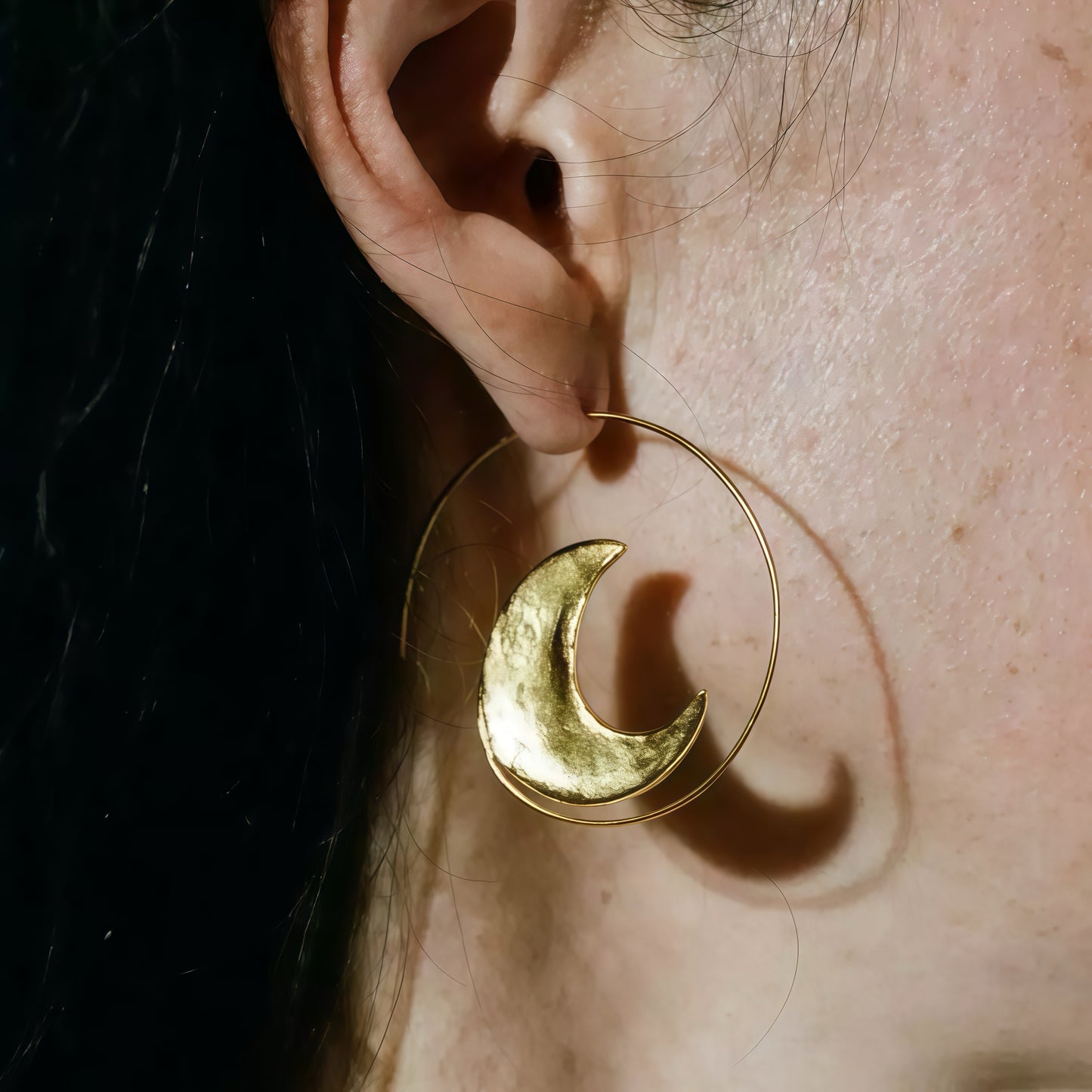 Celestial Orbit Earrings – Sun & Moon Sculptural Hoops