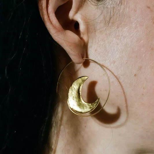 Celestial Orbit Earrings – Sun & Moon Sculptural Hoops