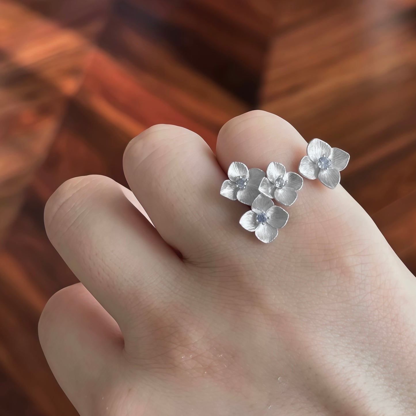Blue Blossom Trio Ring