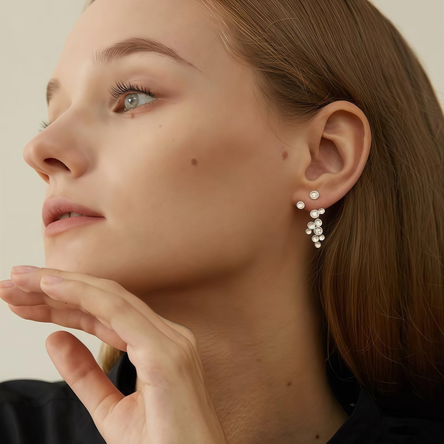 Cluster Drop Earrings – Sculptural Elegance with a Sparkling Twist (2-in-1 Style)