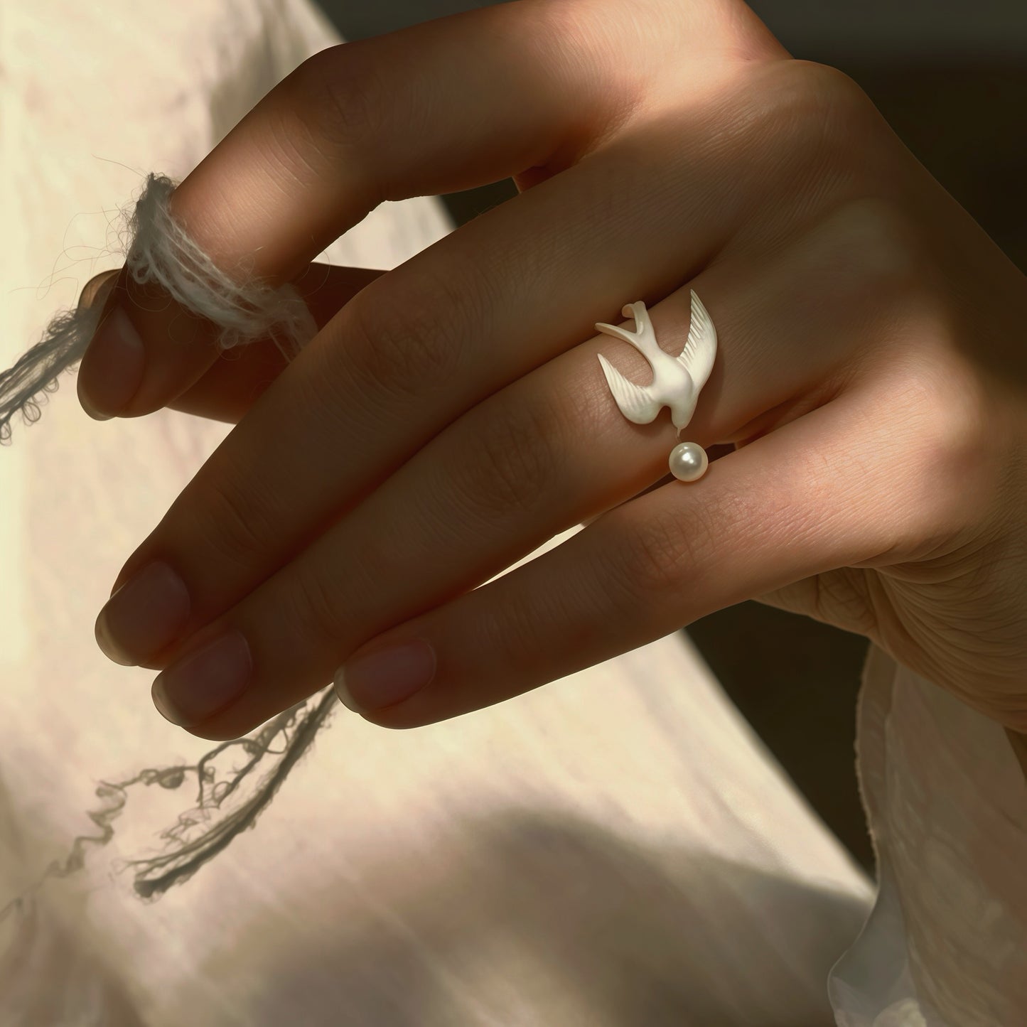 Soaring Dove Pearl Ring