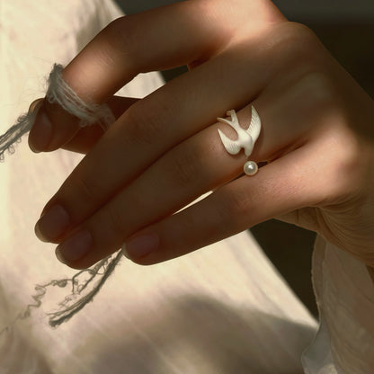 Soaring Dove Pearl Ring