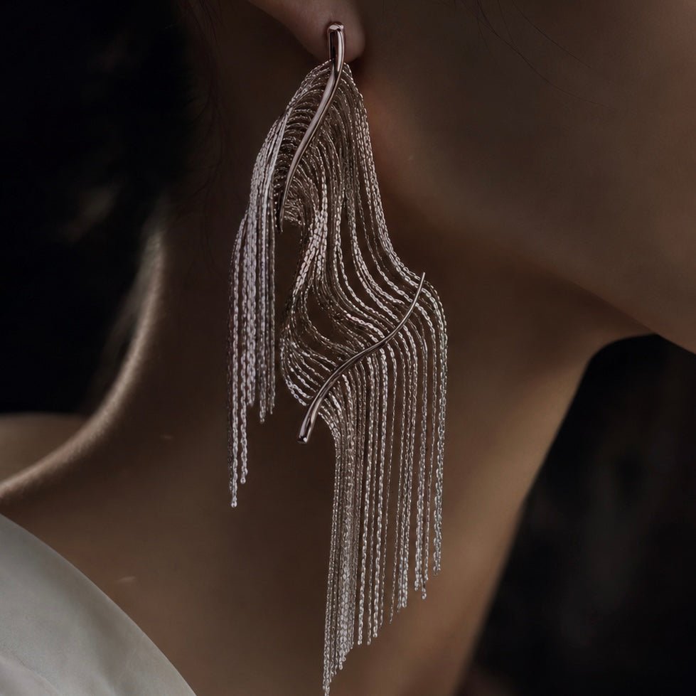 Silver Flow Cascade Earrings