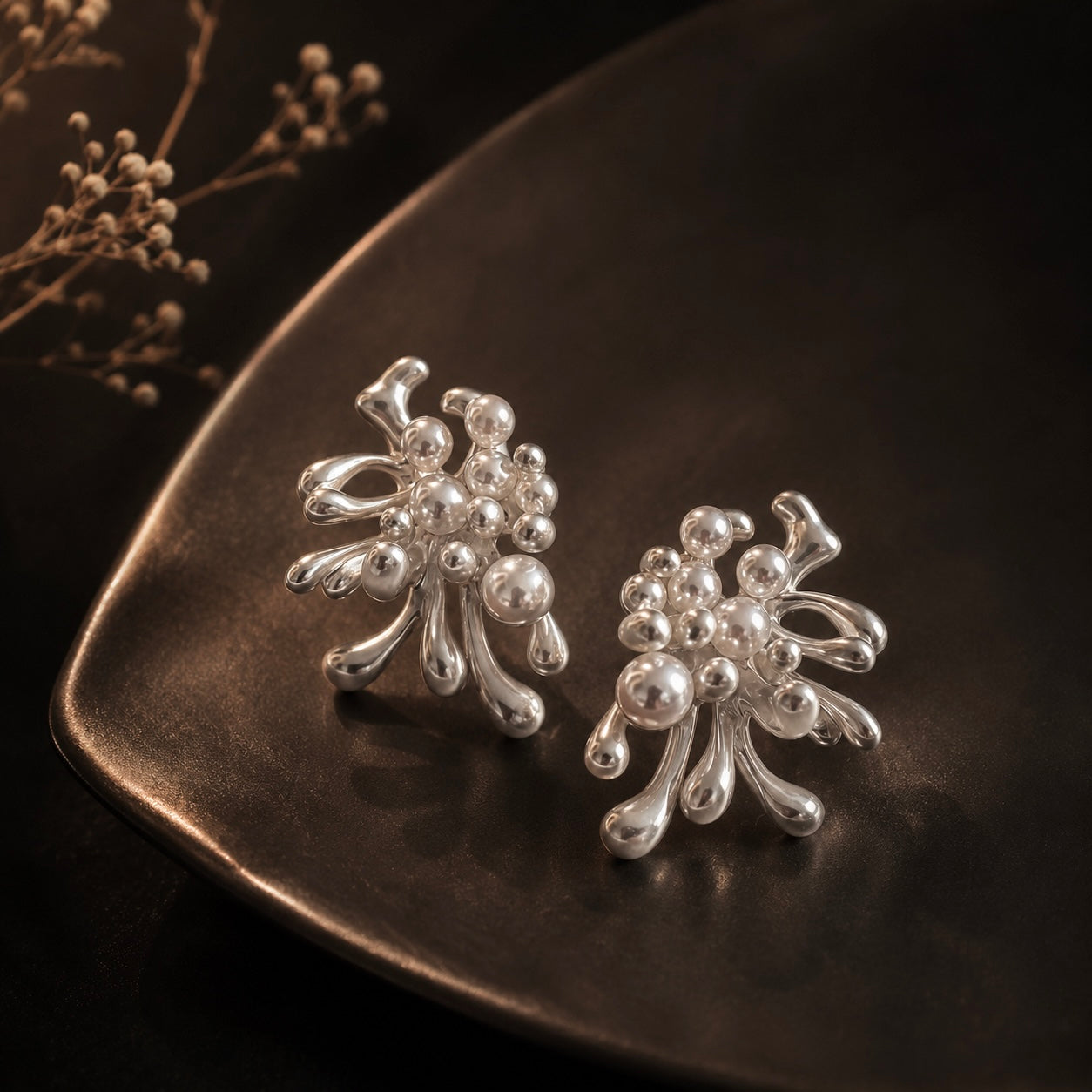 Pearl Cascade Sculpture Earrings