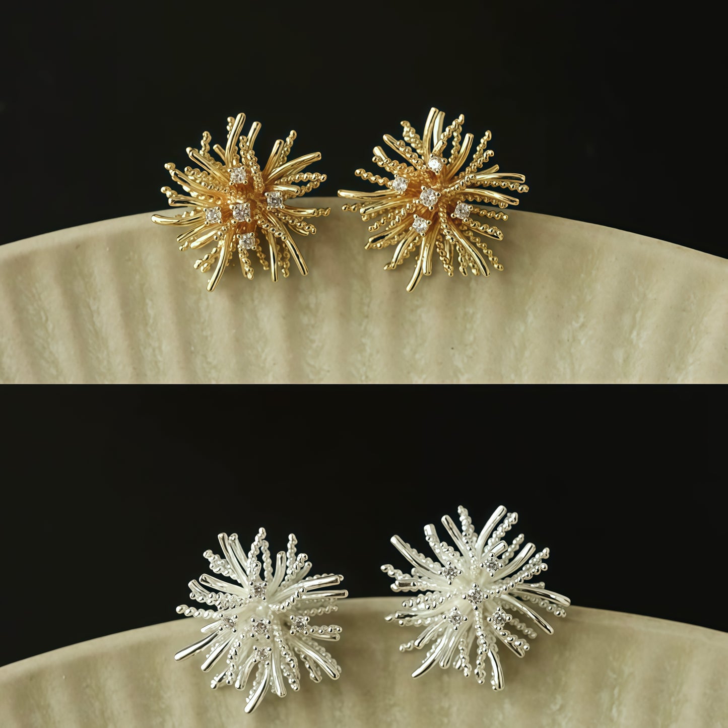 Firework Bloom Earrings – Gold & Silver