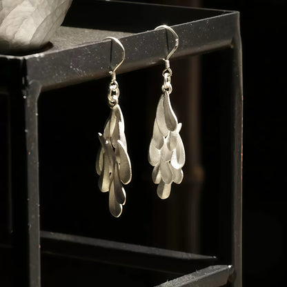Silver Feather Cascade Earrings