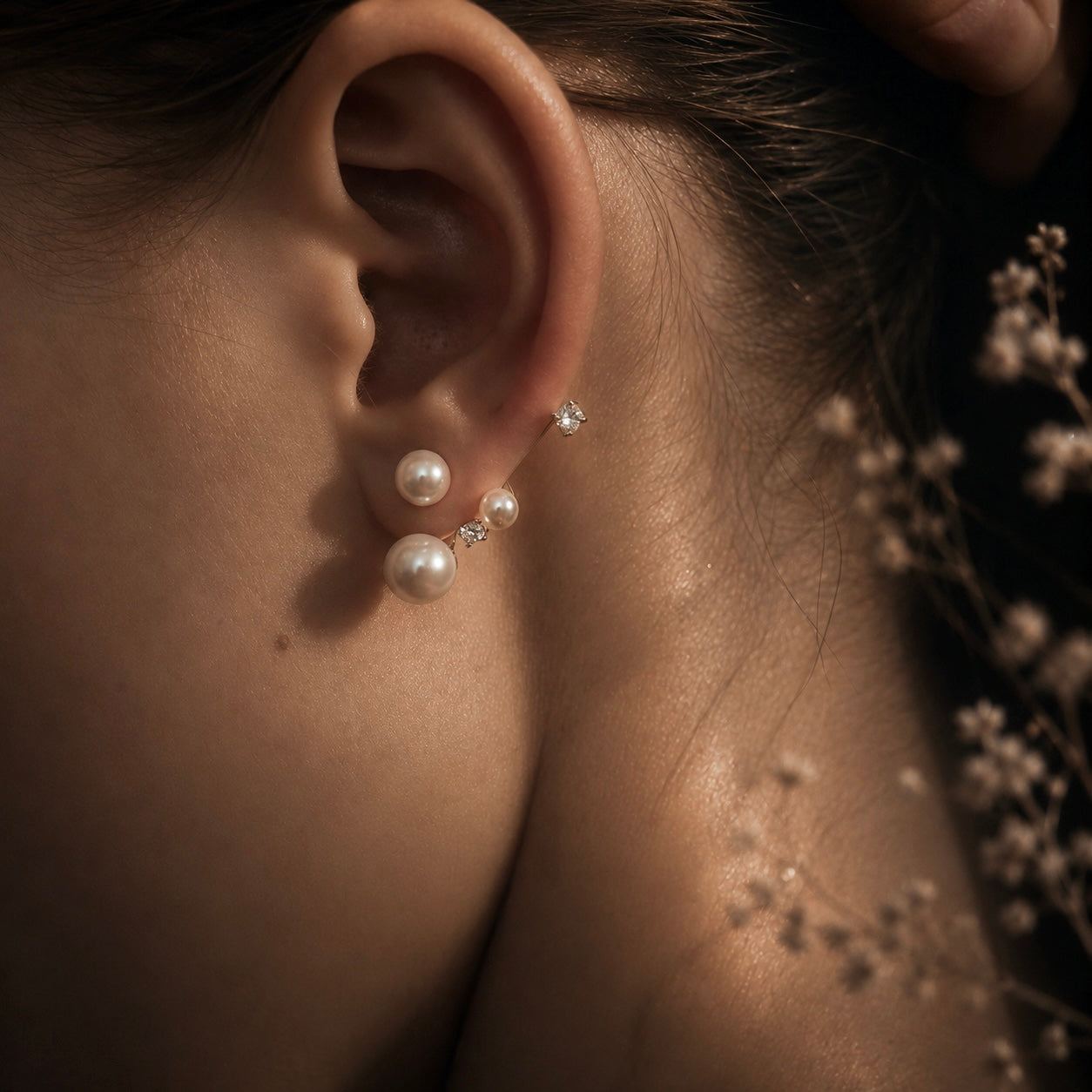 Orbiting Pearl Ear-Climber Earrings (2-in-1 Style)