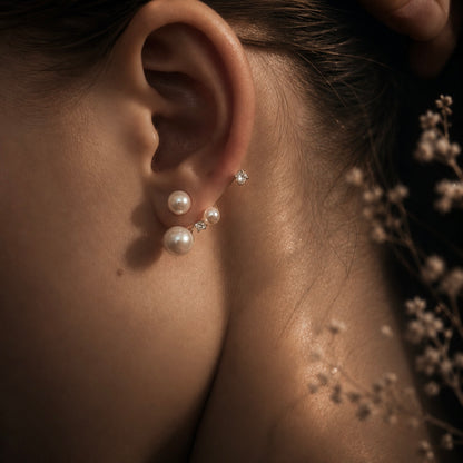 Orbiting Pearl Ear-Climber Earrings (2-in-1 Style)