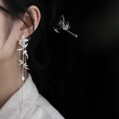 Whispering Bamboo Long Drop Earrings