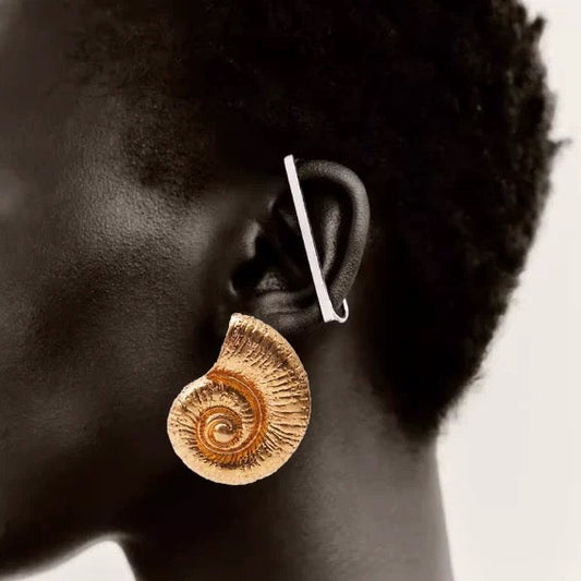 Golden Spiral Shell Earrings